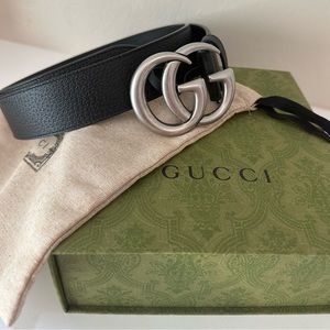 GUCCI black leather GG Marmont Belt sz 100